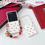 [NEW] Samsung Z Flip White Cherry & Chain Charm Case | For Samsung Z Flip 6 5 4 3 | Z Flip 6 | Z Fli
