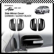 Perodua Alza 2009 - 2021 Side Mirror Cover Carbon Fiber Glossy Black Trim Accessories 2010 2011 2012