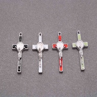 10pcs New Christian Saint Benedict Cross Color Medal, Jesus Saint Benedictine Cross.