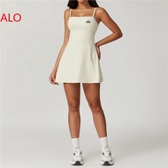 ALO】® Usa Alo Anti-Exposure Sports Dress With Padded Bra Breathable For Outdoor Golf Yoga And Tennis