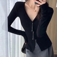 Levana Korean Knit Top - Women's Button Sweater Top