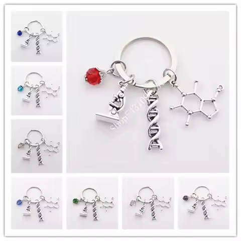 NEW Science Jewelry Microscopes DNA Doctor Pendants Neuron Key Chains Anatomy Neurology Biology Key 