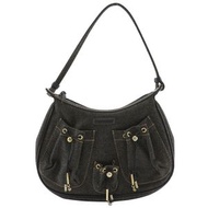 Givenchy 復古 Y2K 海軍藍牛仔布流浪包，配有拉鍊、肩帶和配件袋，女款 [二手]