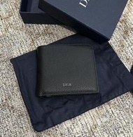 【預購】Dior 黑色粒面牛皮對折翻蓋短夾 皮夾 卡夾 卡包 零錢包