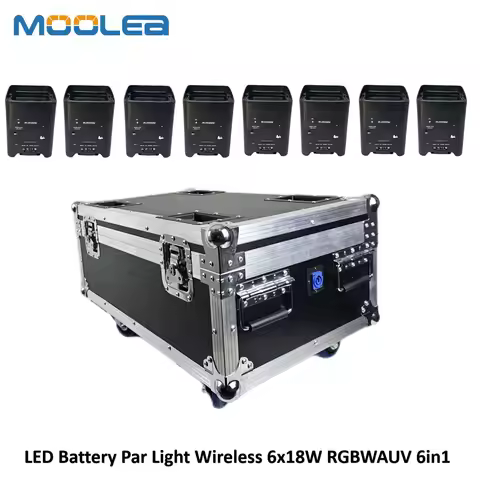 1-8pcs With Case Battery Par Can LED Uplight 6x18w RGBWAUV Led Wireless Par Bag DMX Wifi Remote Cont