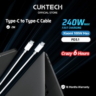 CUKTECH 240W 5A Braided Cable Type-C to Type-C Fast Charging Cable Xiaomi 100W PD3.1 Supercharge for