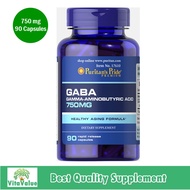 Puritan's Pride GABA (Gamma Aminobutyric Acid) 750 Mg 90 Capsules