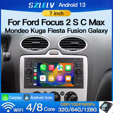 Android 13 Auto Play Carplay For Ford Focus C-Max S C Max Connect Fiesta Fusion Galaxy GPS Car Radio