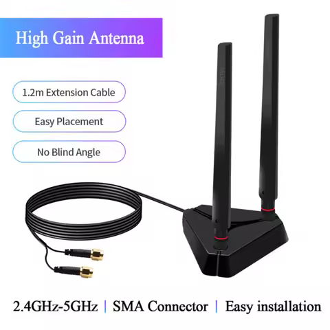 Folded External Antenna For BE200 AX210 AX200 9260NGW Wifi Card Dual Band 120CM High Gain Antenna Fo