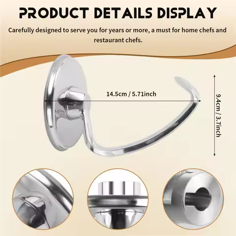 A62K-Stainless Steel Dough Hook Attachment For Kitchenaid 4.5-5 Quart Tilt Head Stand Mixer, Replace