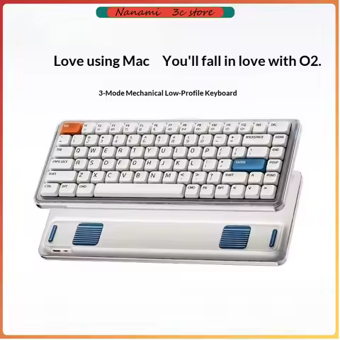 Melgeek O2 Tri-Mode Wireless Low-Profile Mechanical Keyboard Suitable Portable Gasket Structure Keyb