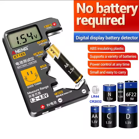 BT189 9V Battery Tester AA AAA Universal Household LCD Digital Display Button Cell Battery Tester Po