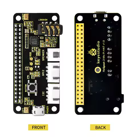 2PCSKeyestudio 5V ReSpeaker 2-Mic Pi HAT V1.0 Expansion Board For Raspberry Pi 4B/3B+/3B CE Certific