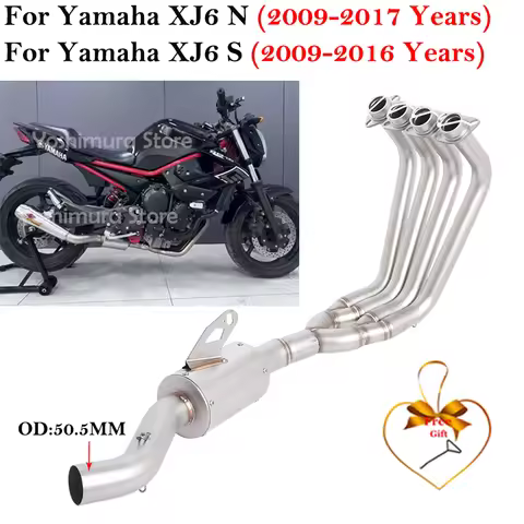 Slip On For YAMAHA XJ6N XJ6S XJ6 N S 2009 - 2016 2017 Motorcycle Exhaust 51MM Muffler Escape Stainle