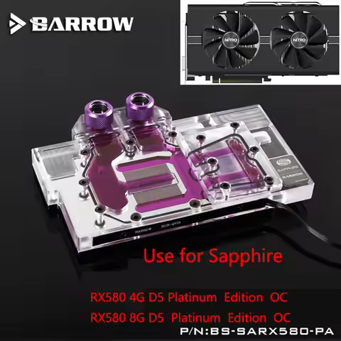 BARROW Full Cover Graphics Card Block use for Sapphire Pulse RX580 8GD5 (11265-05-20G) GPU Radiator 