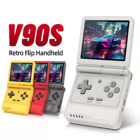 POWKIDDY V90S Retro Flip 3.5 Inch 4:3 640*480 HD IPS Screen Handheld Game Console A133Plus Vibration