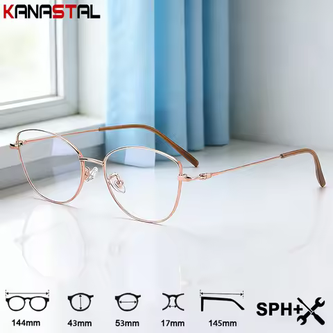 Women Cat Eye Reading Glasses Prescription Optical Myopia Eyewear Blue Light Blocking CR39 Lenses Pu