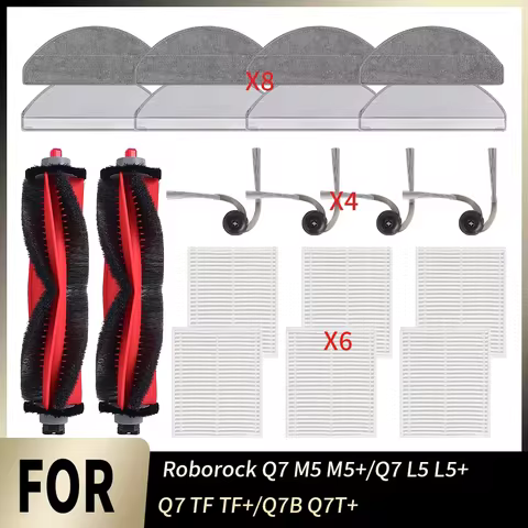 Durable For Roborock Q7 M5 M5+ Q7 L5 L5+ Q7 TF TF+ Q7B Q7T+ HEPA Filter Mop Cloth Dustproof Brush Ea