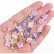 (Ready Stock) 10pcs 10x10.5mm Glass Mix Sakura Lampwork Pastel Petal Flower Beads Handicraft Manik B