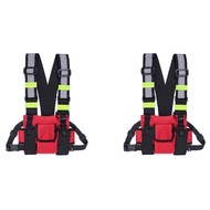 Yours MO-2X Walkie Talkie Double Chest Bag Radio Reflective Chest Harness Holder Bag Vest Rig Walkie