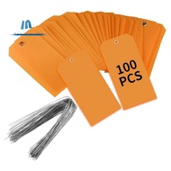 100 Pieces 4 3/4Inch X 2 3/8Inch Plastic Shipping Tags with Wires Blank Labeling Tags Waterproof Han