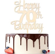Wood Happy 70th Birthday Cake Topper - 70th Birthday Party Decorations,50th Birthday Topper,70 Cake 