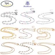 Beadthoven 1pc 304 Stainless Steel Cable Chain Necklaces with Enamel and Lobster Claw Clasps Colorfu