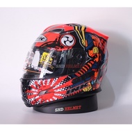 Helm INK Stealth Motif Samurai Full Face Orange Hitam Double Visor