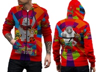 Jaket hoodie zipper asian games merah fullprint
