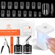 modelones Gel X Nail Kit Upgrade 15Sizes Short Square Gel x Nail Tips Nail Glue Nail Prep Dehydrate