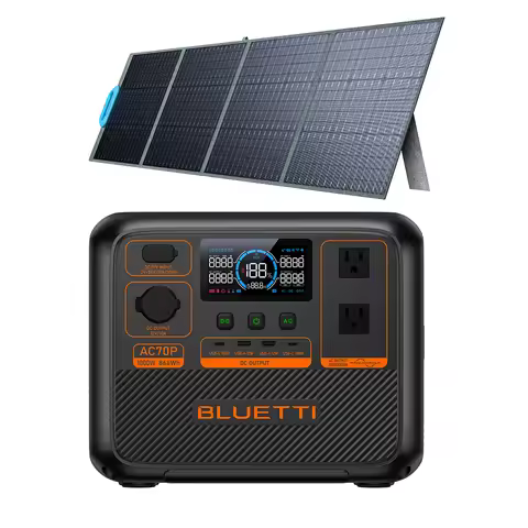 Bluetti EB70+PV120 Monocrystalline Solar Panels Mini Solar Generator 1000w 220v AC Outlet Power Stat