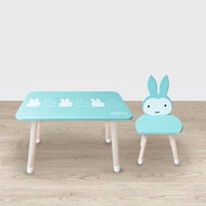 【台灣獨家限定】MIFFY授權-米飛兔 兒童桌椅 木製桌椅(湖水綠)
