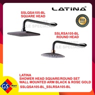 LATINA Rain Shower Head Square/Round Set Wall Mounted Arm black & Rose Gold 黑色玫瑰金花洒