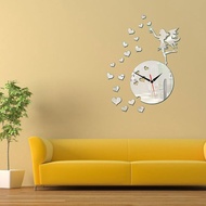 3D DIY Fairy Heart Clock Mirror Wall Sticker Modern Bedroom Home Decor Decal New
