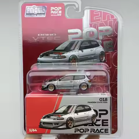 PopRace 1:64 Honda Civic EG6 Mk5 Rocket Rabbit Moon Eye Alloy Car Model