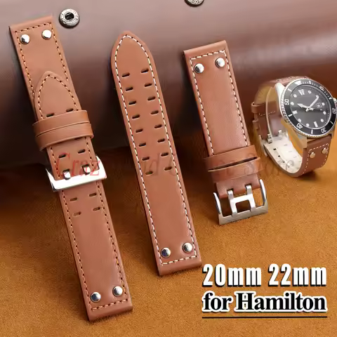 20mm22mm Genuine Leather Watch Straps for Hamilton Khaki Aviation Field Navy H70595593 H77616533 Bus