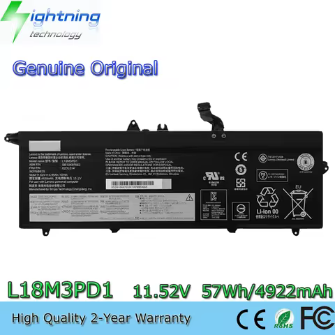 New Genuine Original L18M3PD1 11.52V 57Wh Laptop Battery for Lenovo Thinkpad T14S T490S T495S L18L3P