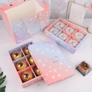ST/🧃Bronzing Pink Egg Yolk Crisp Packing Box6Cold Cover Moon Cake Box Snowflake Shortbread Biscuit Handmade Nougat Box B