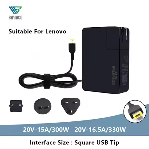 SAVAGO 300W 20V 15A GaN Charger AC Adapter For Lenovo ThinkPad Legion Pro 5/5i 330W Power Supply for