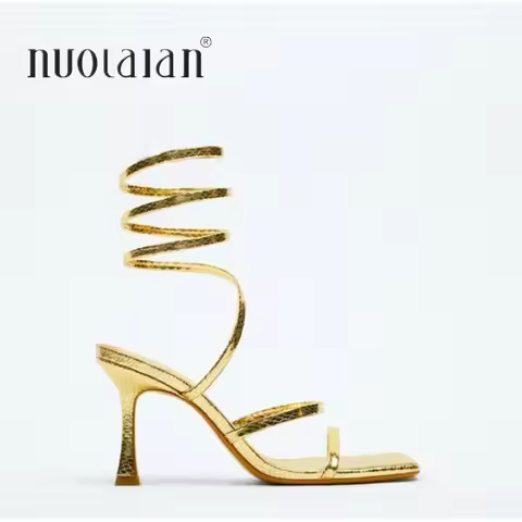 New Fashion Summer Women High Heels Sandals Thin Low Heel Narrow Band Rome Sandal Gladiator Ankle Cr