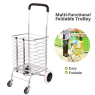 Aluminium Foldable Grocery Market Shopping Trolley Cart Collapsible With 2 or 4 Wheels *SG Stock*