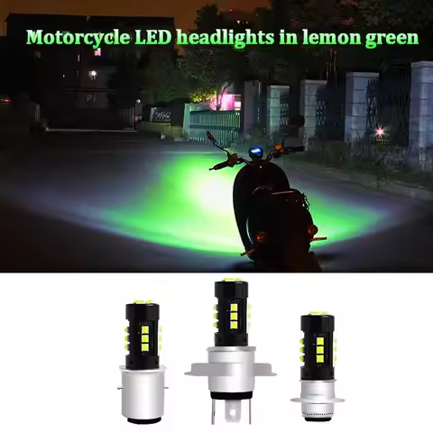 1Pc Lemon Green 3030 15LED Motorcycle Headlight Foglight 12-80V H4/H6 BA20D/P15D 3030LED High/Low Be