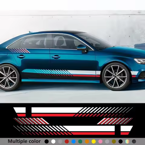 4pcs Car Stickers Side Stripe Vinyl Film Auto DIY Decoration Decals For Ford BMW Audi A3 A4 B8 B6 B7