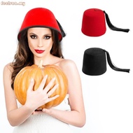 feelsaa Adult Fez Hat Moroccan Fez Hat Turkish Hat for Men Black Tassels Tarboosh Hat Folkloric Felt