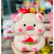 [Buy 1 get 1 FREE] Cute BIG size WATERMELON eating piggy bank, Savings piggy bank, Cheap savings pig