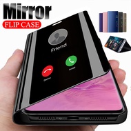 Mirror Flip Case For Samsung A10S Samsung A20S Samsung A9 2018 Samsung A8 2018 Samsung A7 2018 A8 Plus A9S A8S A750 , Clear View Mirror Flip Leather Stand Phone Case Cover