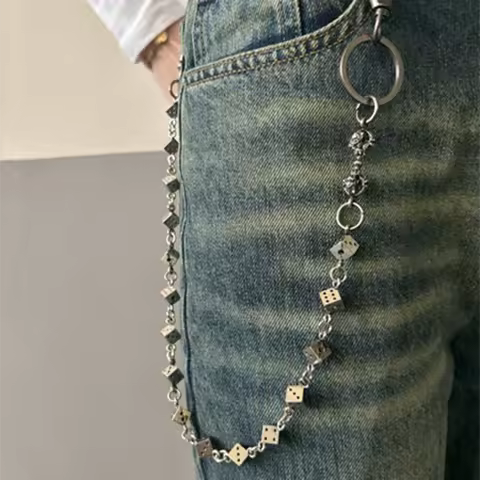 Vintage Punk Dice Pants Waist Chain Men Cool Jeans Chain Keychain Wallet Chain Gothic Biker Fashion 