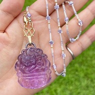 紫晶海膽花聚寶盆狐仙 x 日本珠設計款項鍊