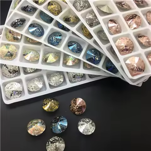 TopStone K9 Crystal Patina Colors 12mm 14mm Rivoli Crystal Fancy Stone Round Rhinestone Quality Jewe