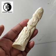 pipa once sedotan tulang iga duyung ukir naga D74